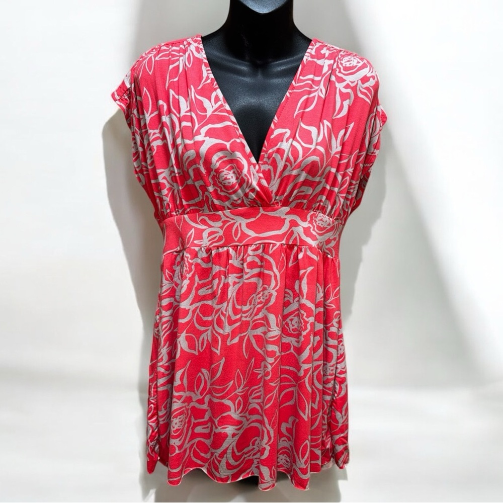 WILSTER Red and Gray Floral Viscose Blouse size M